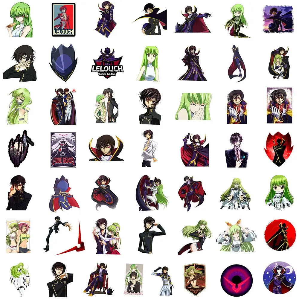 Фото 50 шт., аниме, мультяшный код, гиас, Lelouch, наклейки, украшения, сделай сам, Ipad, чемодан, чехол для телефона, материал для справочника, наклейка, коллекция №1