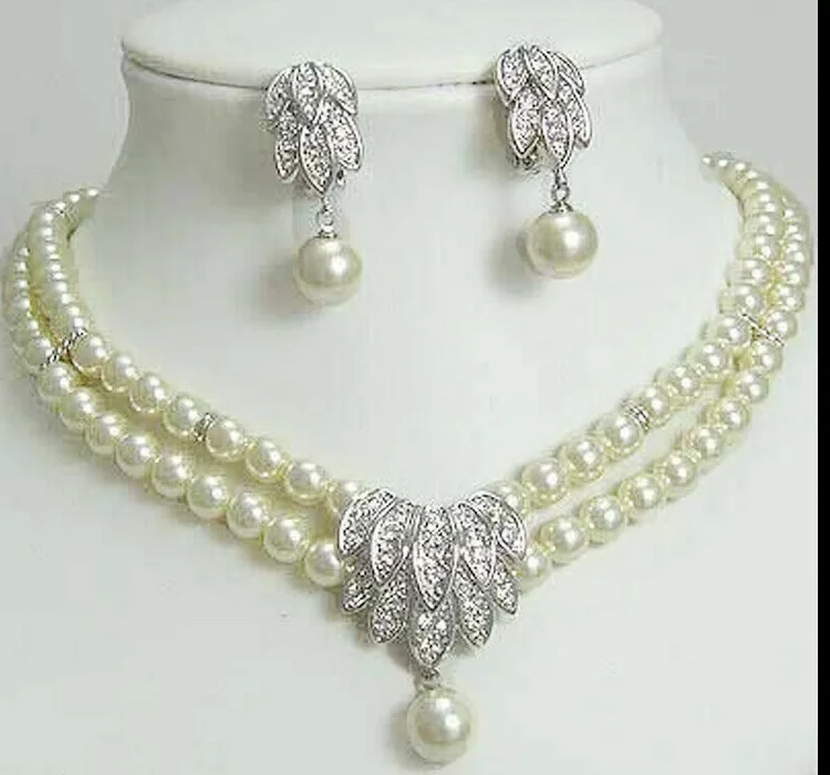 

Freshwater Pearls Necklace Earring Layered Choker 18K Gold Plated Jewelry Set