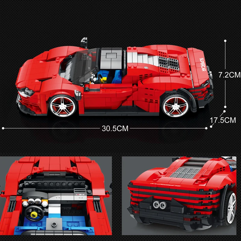 Супер красный гоночный спортивный технический автомобиль MOC модель