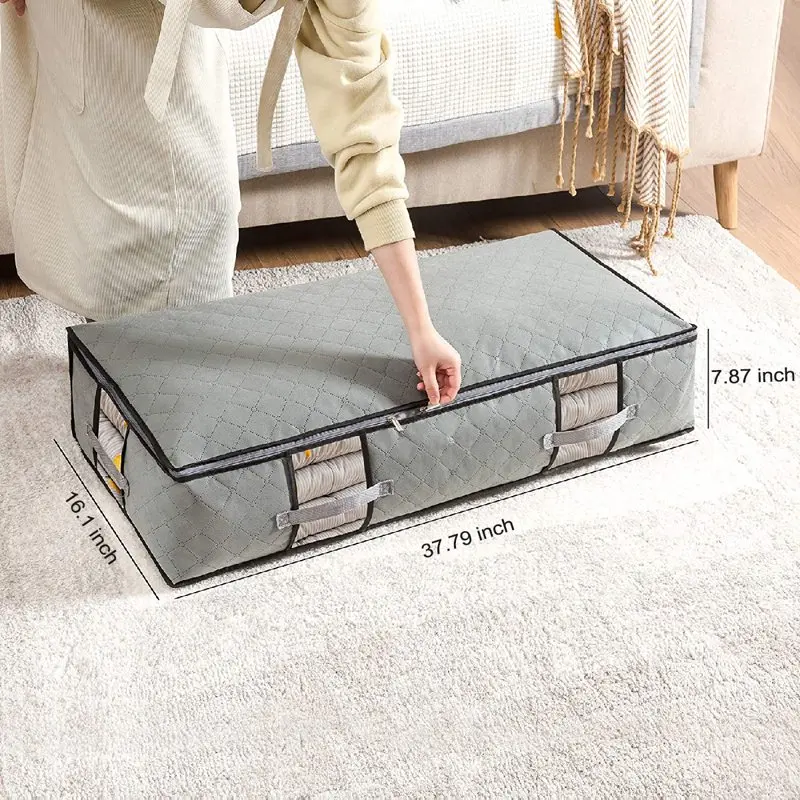 Under Bed Storage Bag 4-pack Large Capacity Foldable Underbed Organizer with Clear Window, Sturdy Handles and Zippers for Season