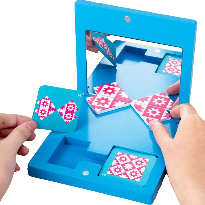 

Montessori toys Wooden Mirror Imaging Puzzles Children Spatial Cognitive Logic Board Game Intelligence Toy for Kid Gifts