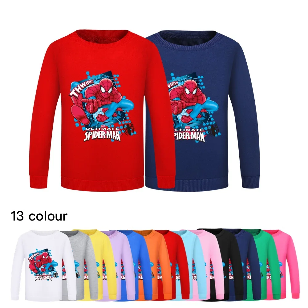 

2022 New Spring And Autumn SpiderMan Children'S Clothing Boys And Girls Round Neck Sweater T-Shirt 2-16Y