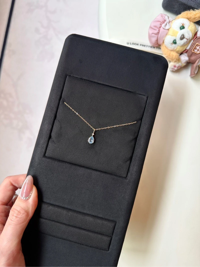 S925 Легкое роскошное популярное ожерелье Sky Ci Water Drop Lake Blue Цвет Высококачественное