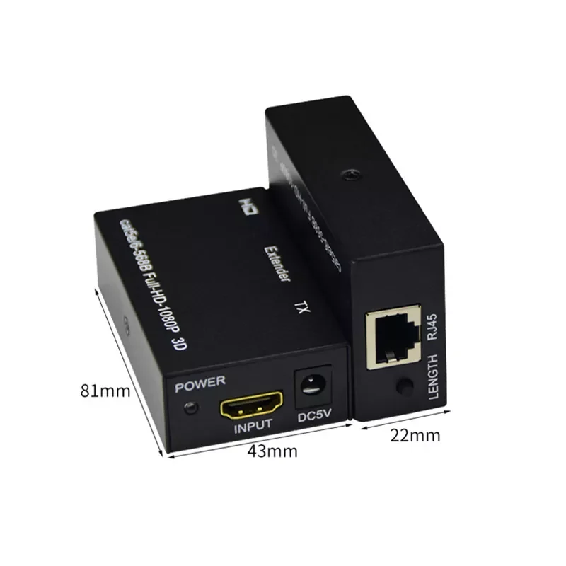 

Pair 1080P FHD HDMI-compatible to RJ45 60M Extender Splitter Sender&Receiver Over Ethernet CAT 5E/6 for TV PC Laptop HDTV