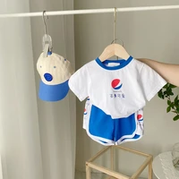 pepsi summer 2022 new cute baby comfortable cotton fresh sweet casual loose two piece childrens suit