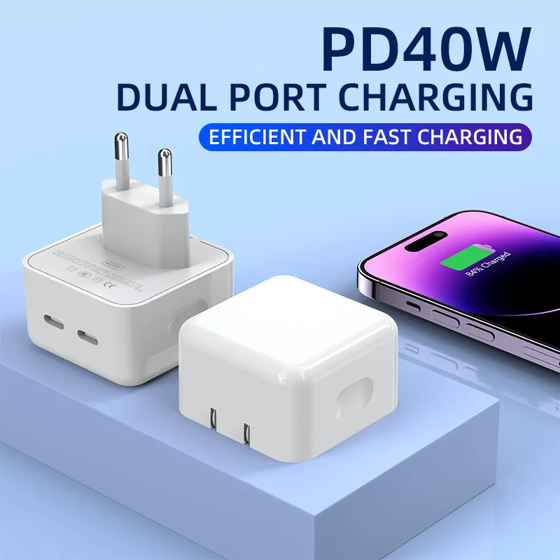 Быстрое зарядное устройство для телефона с двумя разъемами PD 10 Вт USB iPhone Samsung