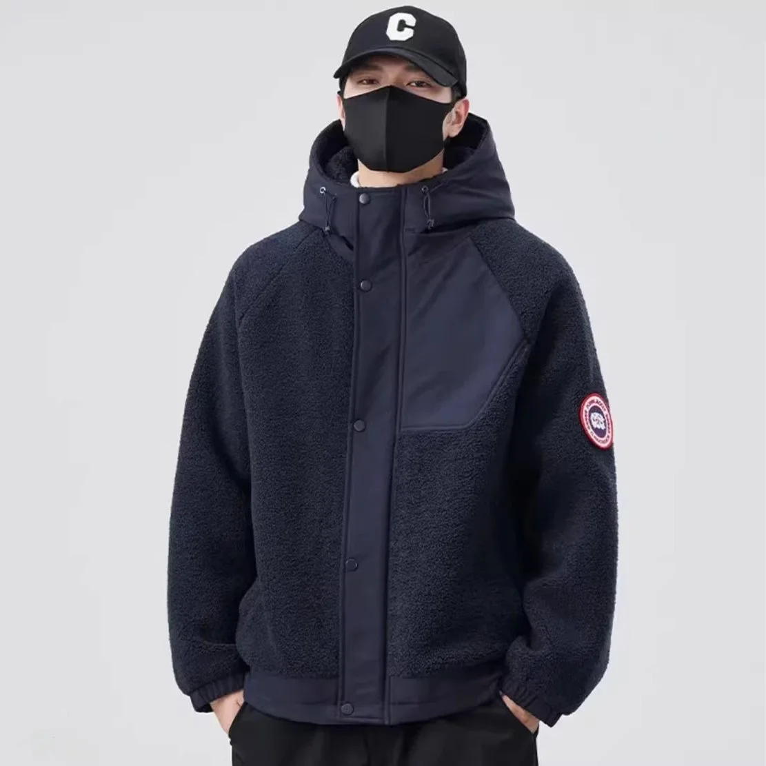 Autumn and Winter New Men's Fashion Brand Granular Fleece Outerwear Thick Warm Hood Cotton Added Jacket COUPLE'S Cott...