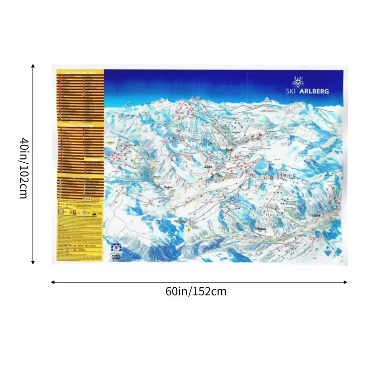 Лыжный Арлберг (с названием тропа) Карта лыжной области (старая) Гобелен