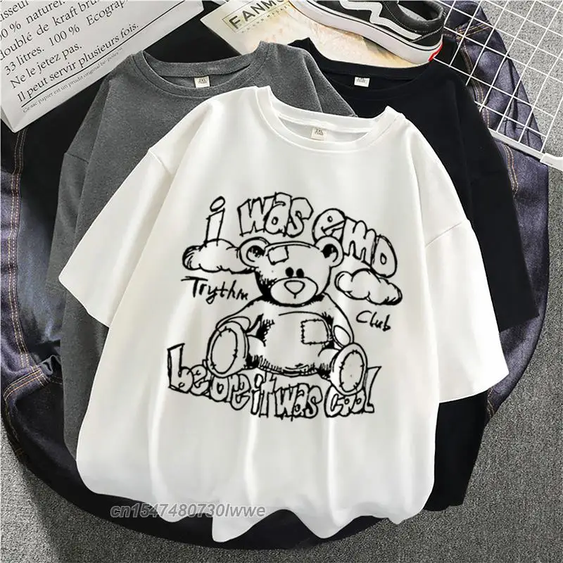 

Satine Harajuku Kawaii Female/Male T-Shirt Bear Print Tops & Tees Fashion Casual T Shirt Men/Women Clothing T-Shirts