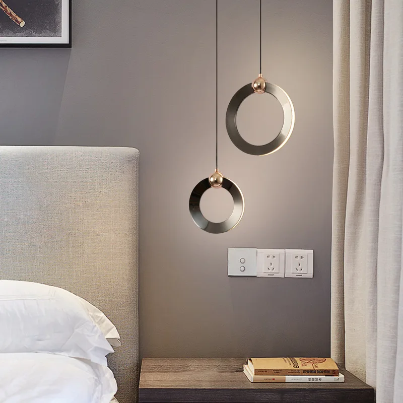Minimalist Bedside Chandelier Bedroom Living Room Light Luxury Modern Minimalist Circle Background Wall Double Head Lamp