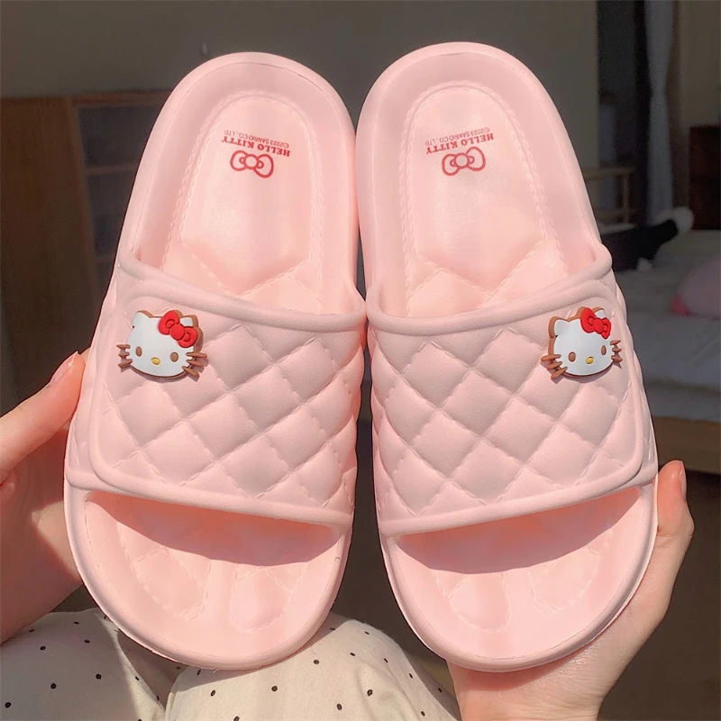 

Thin Strip Sanrio Slippers Ip Joint Name Hello Kitty Sandals Non-Slip Eva Soft Bottom Home Shoes Female Summer