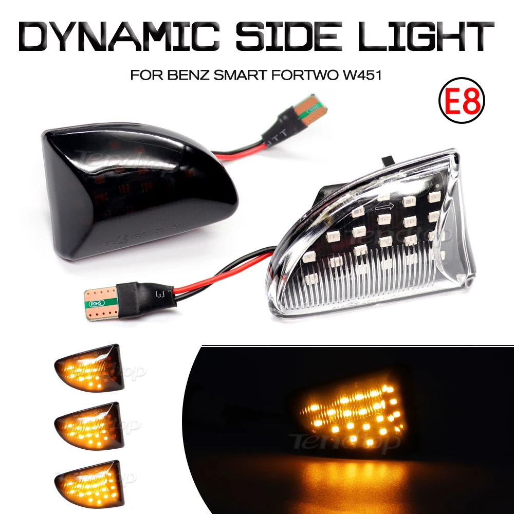 2 шт. светодиодный динамический указатель поворота Flahsing для Mercedes Benz Smart Fortwo W451 Coupe
