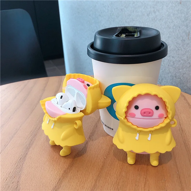 

Cartoon Raincoat Pig Case for AirPods Pro2 Airpod Pro 1 2 3 Bluetooth Earbuds Charging Box Protective Earphone Case Cover