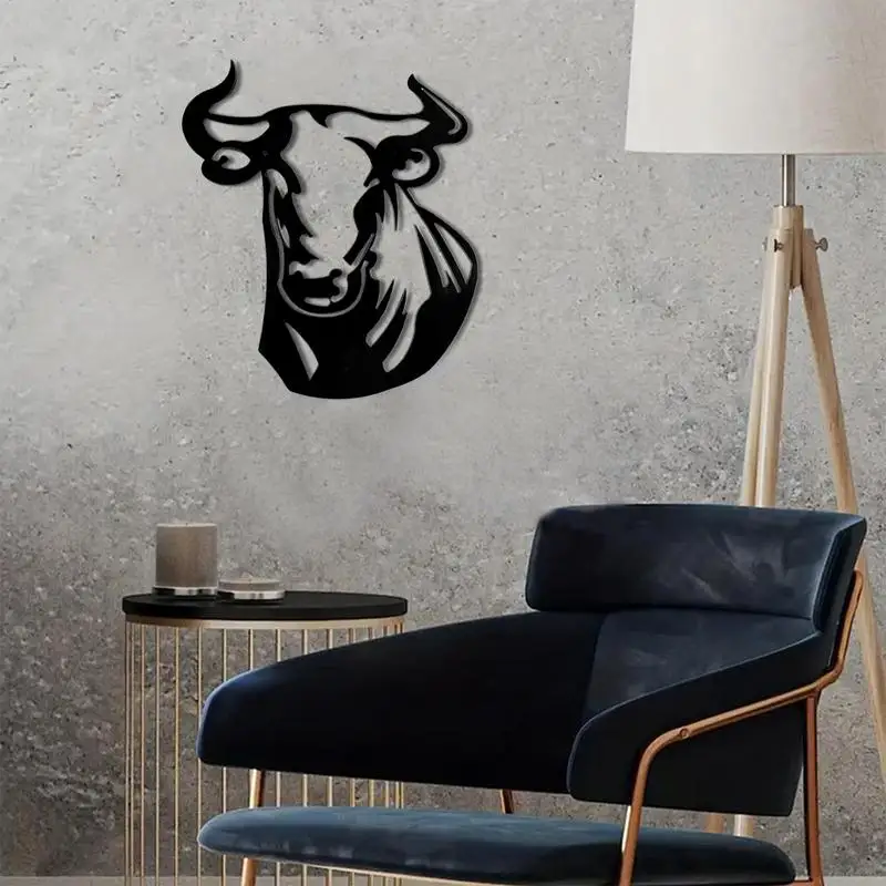 Металлический Настенный декор в виде быка металлическая настенная скульптура