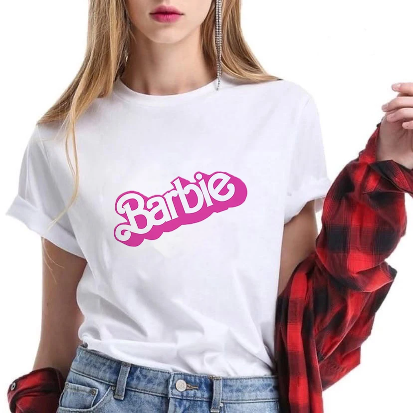 

Women Come On Let's Go Party Tank Cute Doll TrendyBarbe Short Sleeve Kawaii Cartoon All-Match T-Shirt Breathable Tees Tops Girls