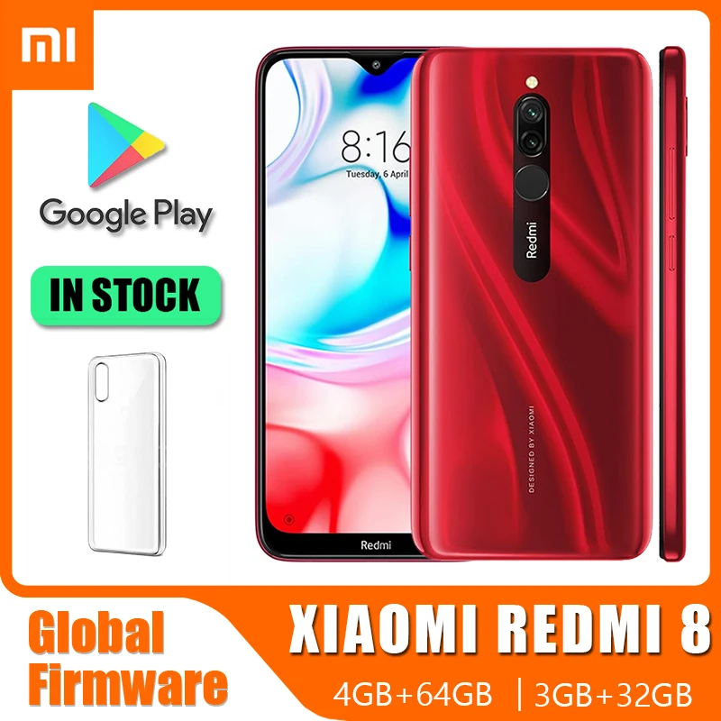 Original Cellphone Xiaomi Redmi 8 Phone Android 32G/64G Smartphone 5000mah Battery Snapdragon 439 Chipset Dual SIM Googleplay