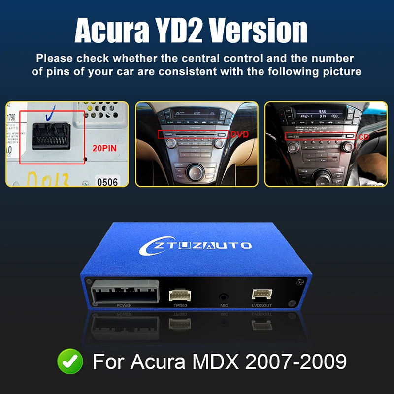Android Auto Wireless Carplay Box для Acura MDX 2007-2013 Модуль Car Play AirPlay Mirror Link Интерфейс Поддержка камеры MIC Maps