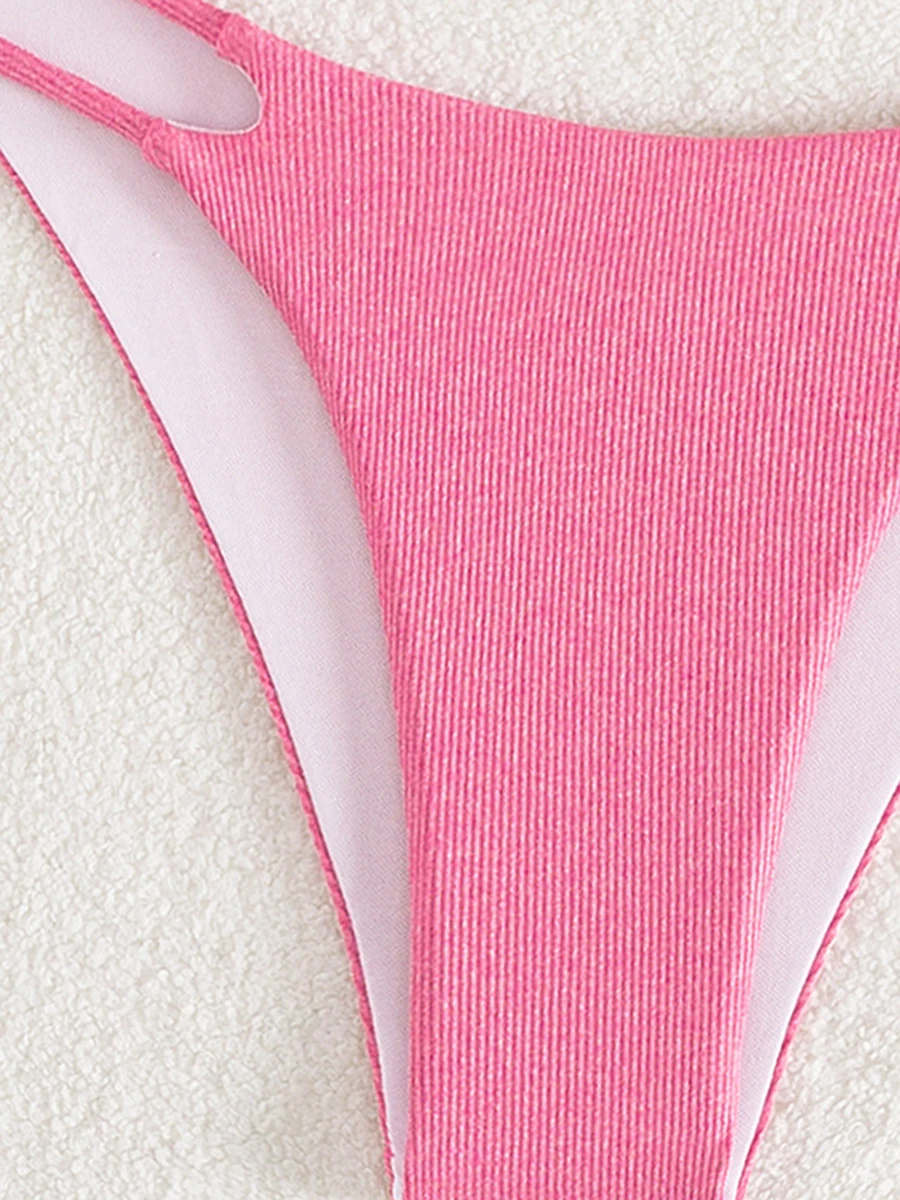 2025 комплект бикини на бретелях однотонный мягкий купальник женский сексуальный