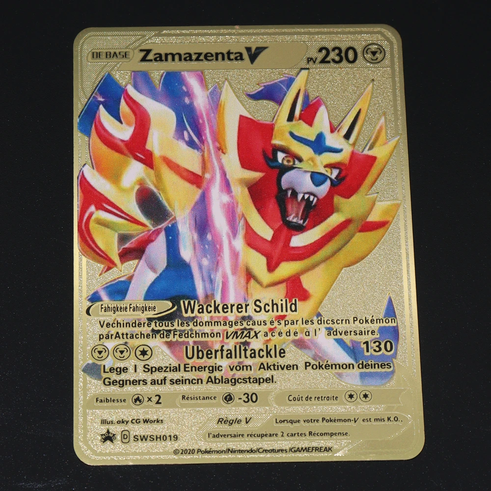 

Style Laser Pokemon Metal Game Gold Trading Card Golden Collection Birthday Gift Kids GX V VMAX Animation Collectibles Zacian