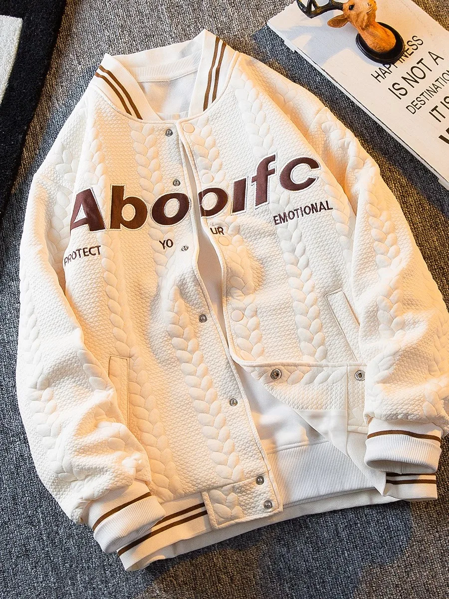 Fashion Brand American vintage Baseball Uniform Outerwear Men's Spring and Autumn 2024 New Woven Loose Casual Jacket