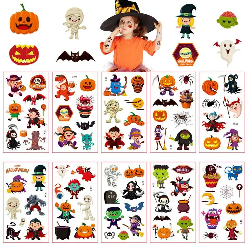 

Halloween Temporary Stickers For Kids Glitter Tattoo Stickers Waterproof Children Arm Face Luminous Tattoos Kids Body Art