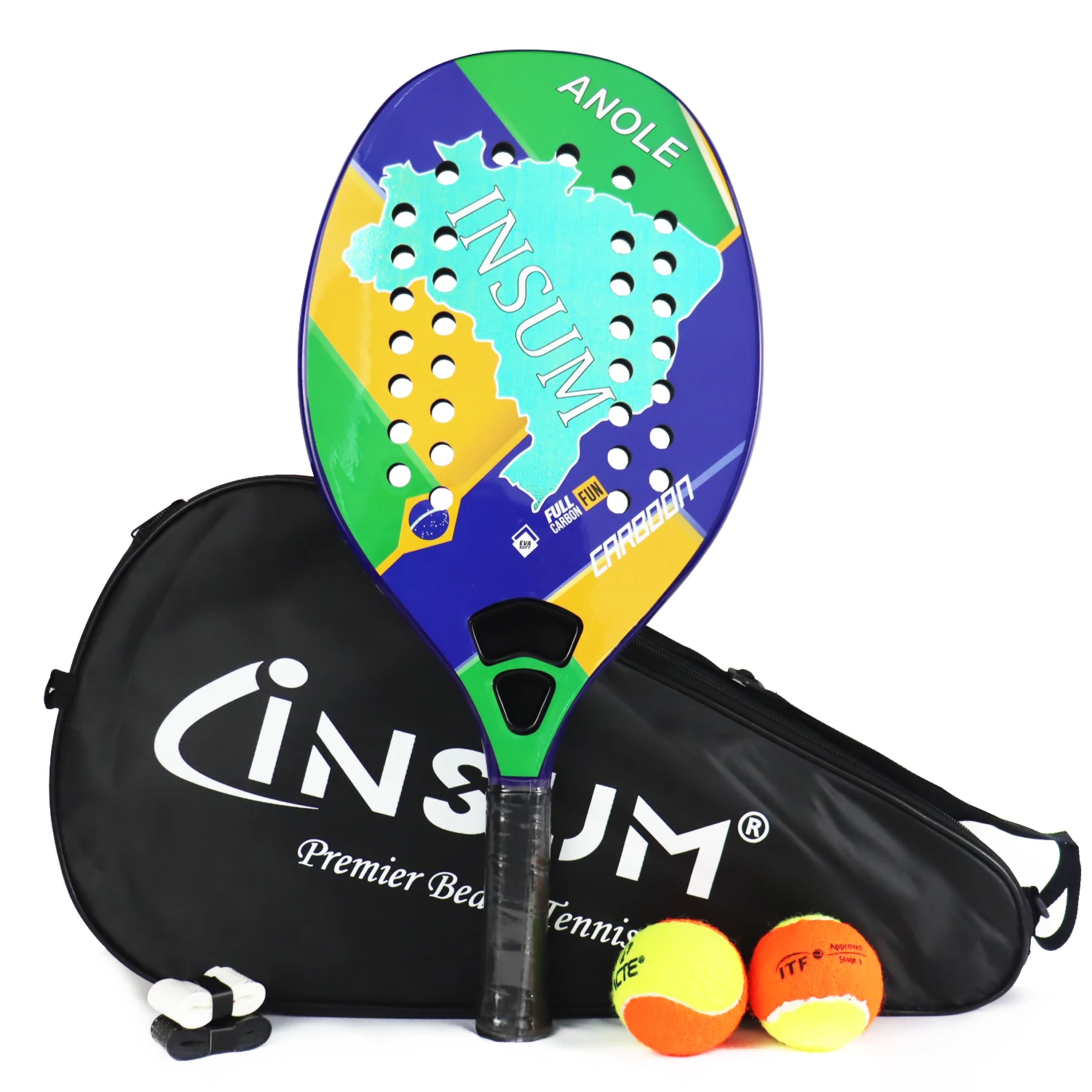 2022 Brazil Beach Tennis Racket Paddle Anole 100%  Full Carbon  EVA SOFT Tenis Padle Raqueta Color Changing