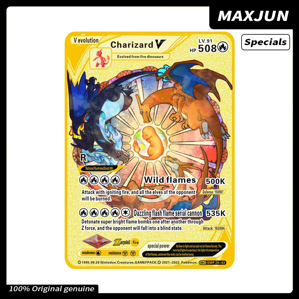 

Специальный 27 стилей, Покемон, полный Charizard, искусственная игра из нержавеющей стали, аниме GX Vmax, коллекция искусственных предметов для рожд...