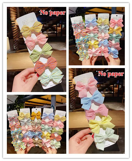 

Korean Version Plaid Bow Hairpin Broken Flower Plaid Simple Children's Hair Accessories Duckbill Clip Edge Clip Net Red Hairpin