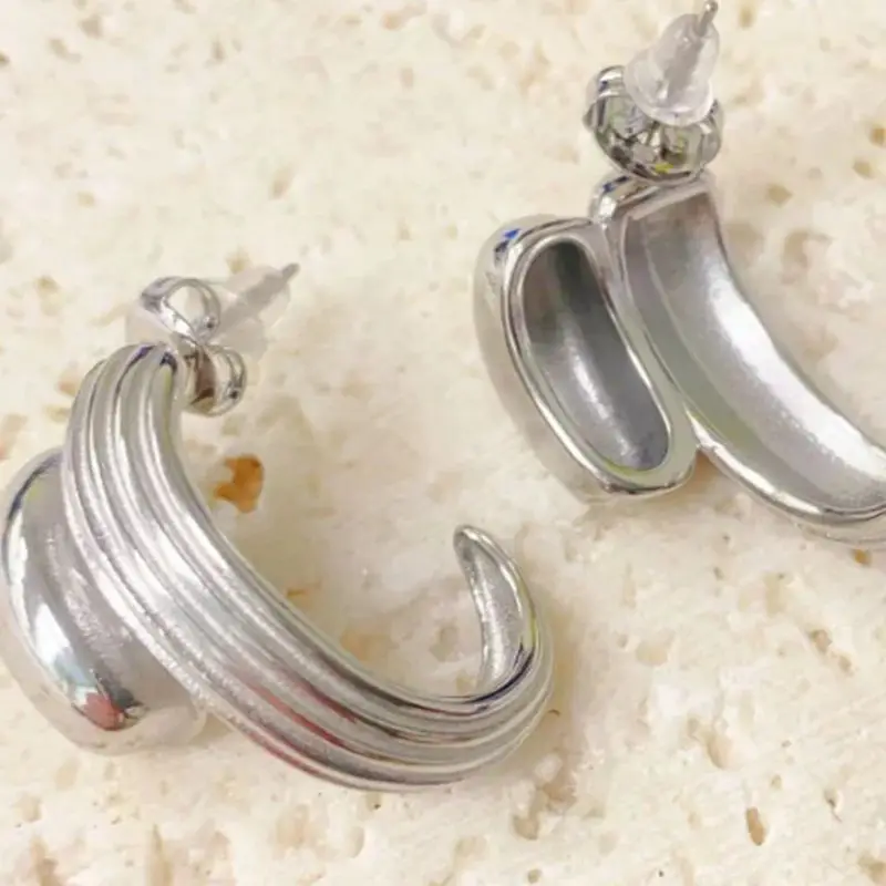 Новинка простые текстурированные серьги-каффы с позолотой 18 карат кольца