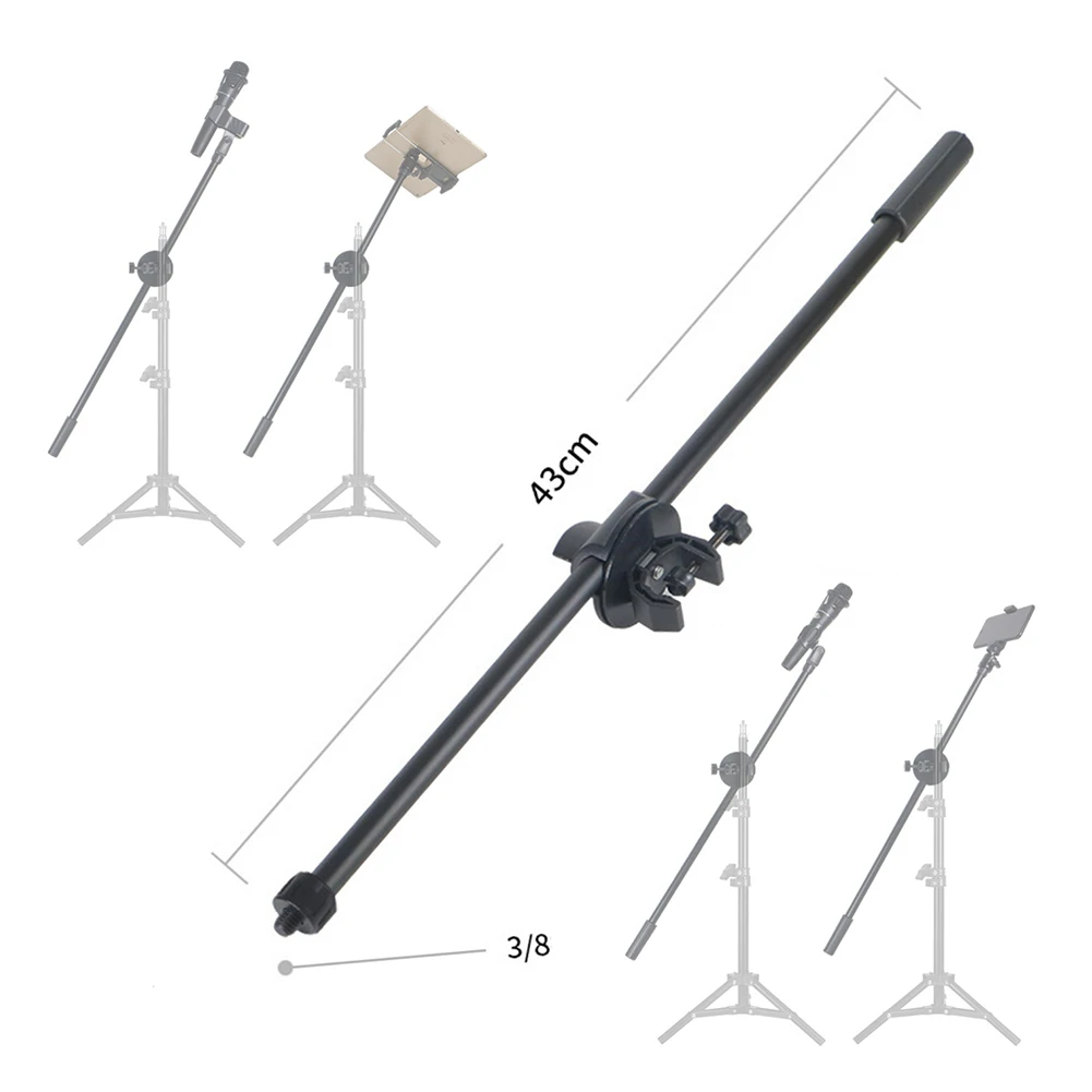 43CM Adjustable Tripod Microphone Stand Boom Arm Rotating Video Live Bracket Instruments Performance Phone Stands Aceessories enlarge
