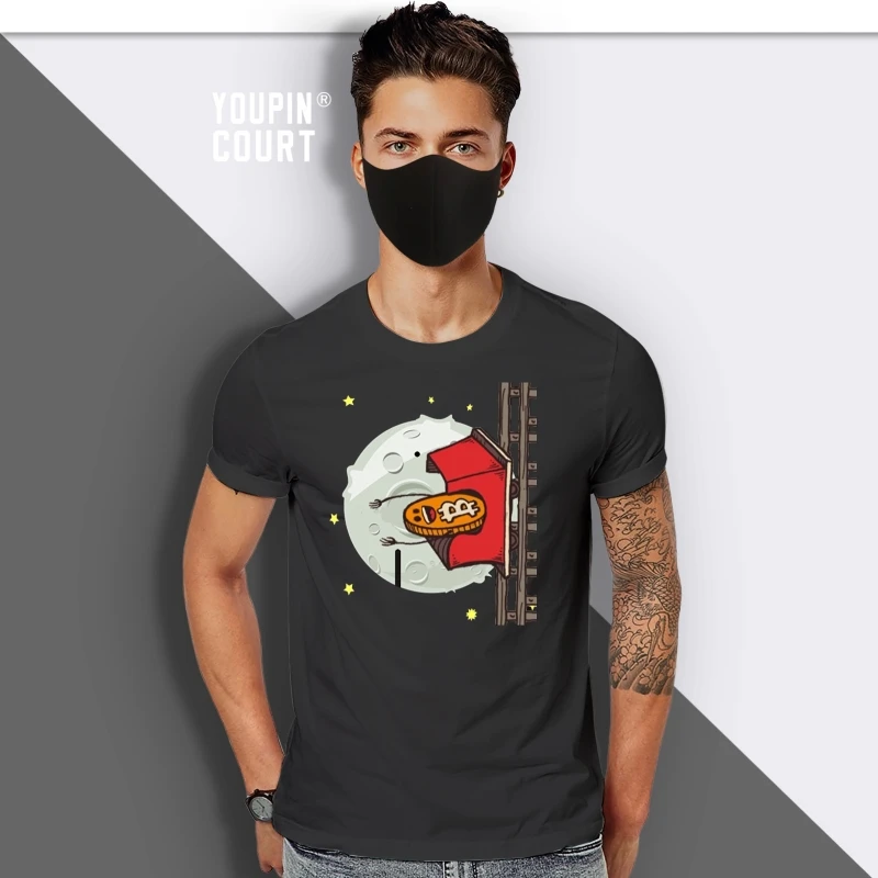 

2019 New Summer Tee Shirt Funny Bitcoin Rollercoaster Moon T-Shirt Fashion T-shirt