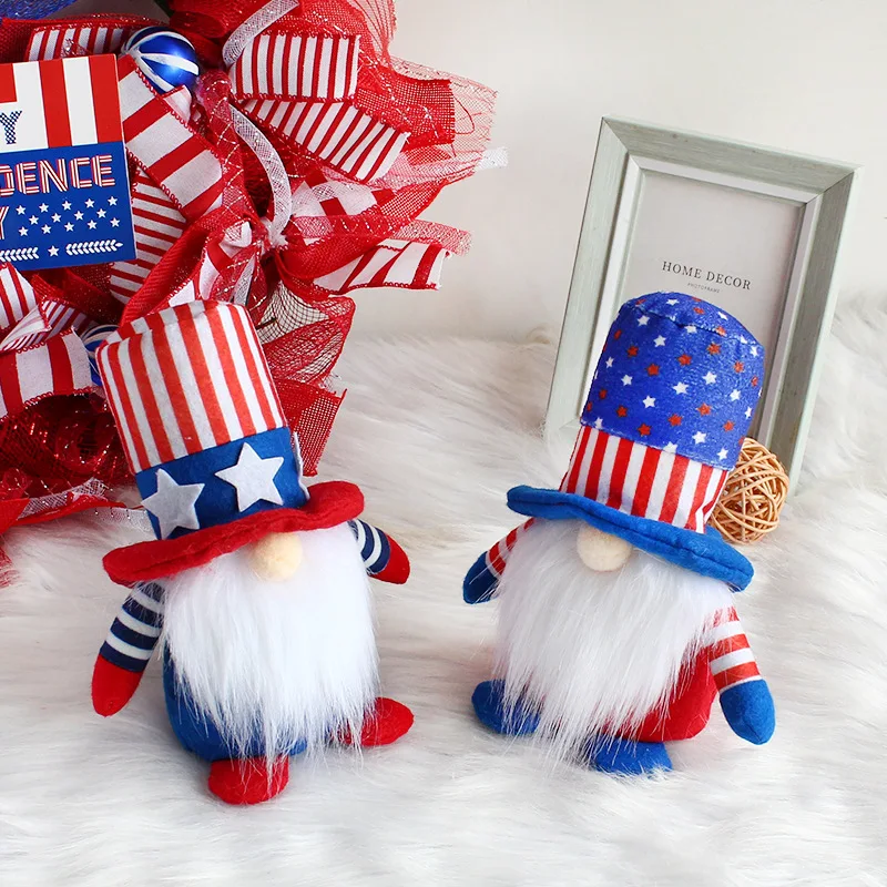 

Faceless Doll Usa Independent Day Party Decoration Doll Gnome Red and Blue Stripes Diy Hanging Decoration Supplies