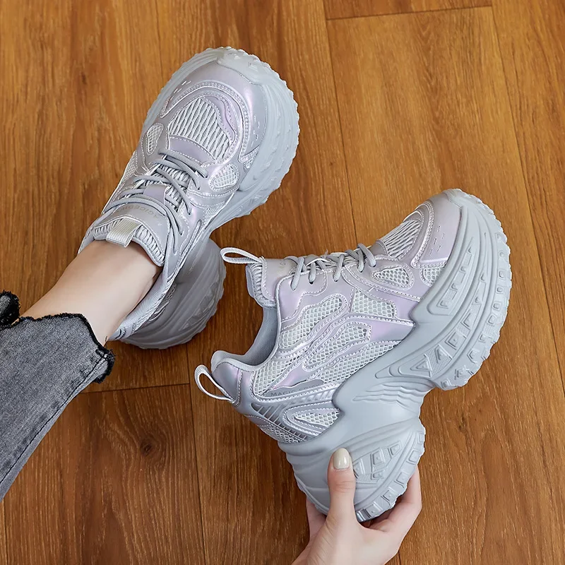 Весенняя обувь из микрофибры с воздушной сеткой 12 см весенняя 2025 года ботильоны