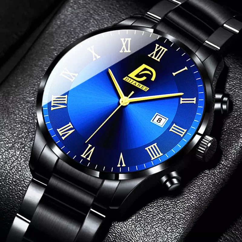 

reloj hombre Fashion Mens Business Watches Men Casual Calendar Clock Simple Male Stainless Steel Quartz Watch relogio masculino