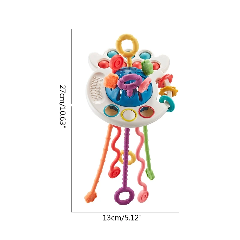 Toddler Simple Dimple Puller Finger Toy Baby Rattle Soothe Toy Rainbow Octopus Food Grade Teeth Relief Education Toys images - 6