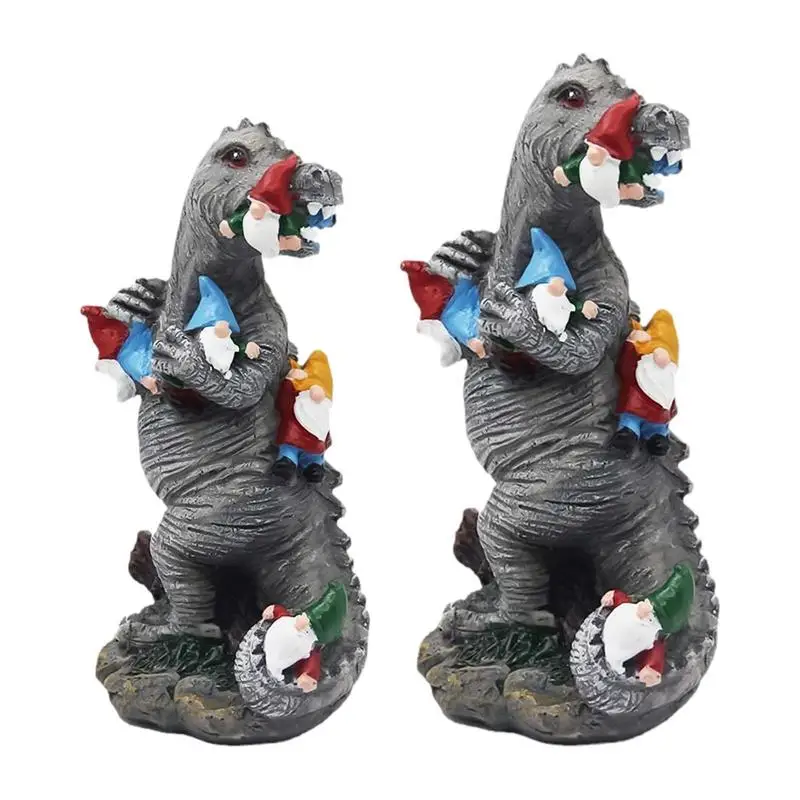 

Creative Dinosaur Eating Gnome Sculpture Dinosaur Garden Statues Resin Dinosaur Figurines Yards Bedrooms Patios Dragon Ornament