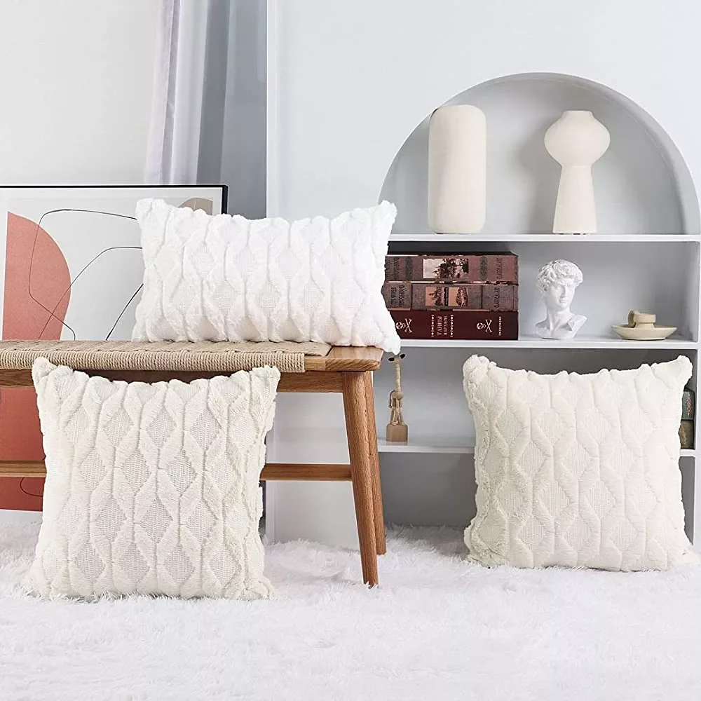 

Cushion Cover Plush Pillow Cover for Sofa Living Room Grometric Housse De Coussin 45*45 Decorative Pillows Nordic Home Decor