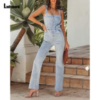 european style fashion jeans playsuits women fashion zipper denim romper skinny pants 2022 spaghetti strap onesie overalls
