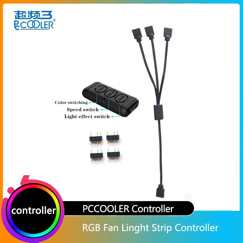 

Контроллер для светильник вой ленты Pccooler 5V3 Pin 12V4 Pin RGB с 1-3 удлинительными кабелями, адаптер для охлаждения процессора