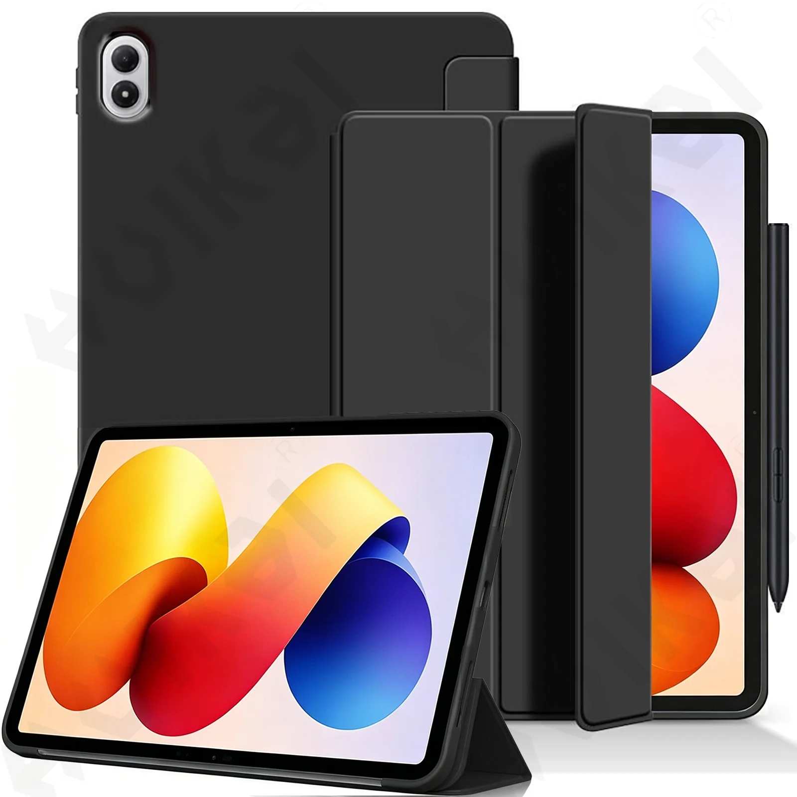 Фото Чехол для Redmi K Pad 2 8.8 SE 9.7 Pro 12.1 2025: тонкий, полупрозрачный, с подставкой-трифолд, зарядкой для стилуса и функцией автоматического включения/выключения экрана №1
