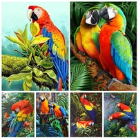 5d round drill diamond painting parrot couple mosaic diamond embroidery complete kit birds animal diy wall paintings