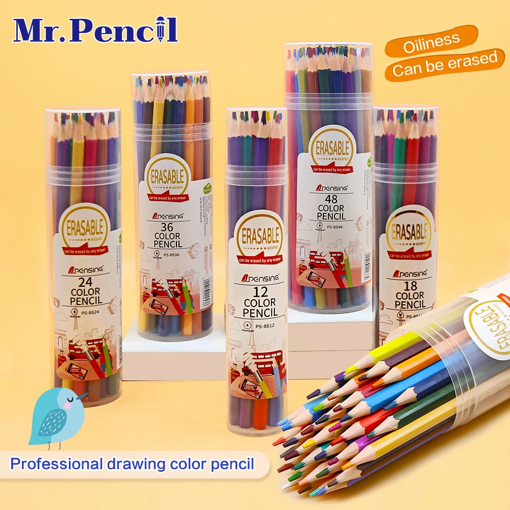 12/18/24/36/48 Colors Erasable Oil Colored Pencils Set Stude