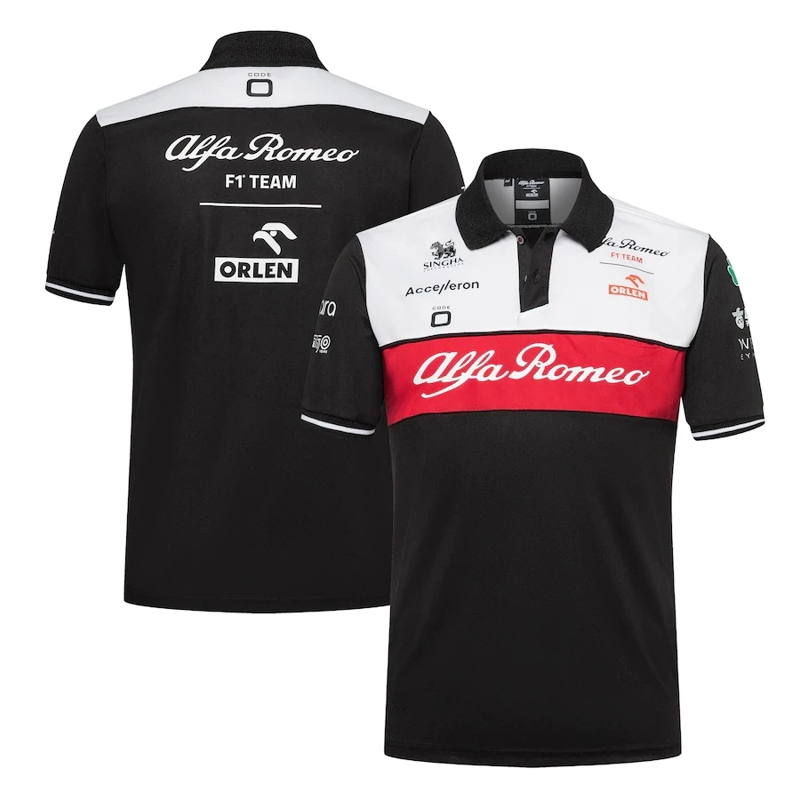 

For Alfa Romeo 2022 F1 Racing Team Motorsport Outdoor Quick-Drying Sports Riding Polo Lapel Shirt Car Fans Black Do Not Fade