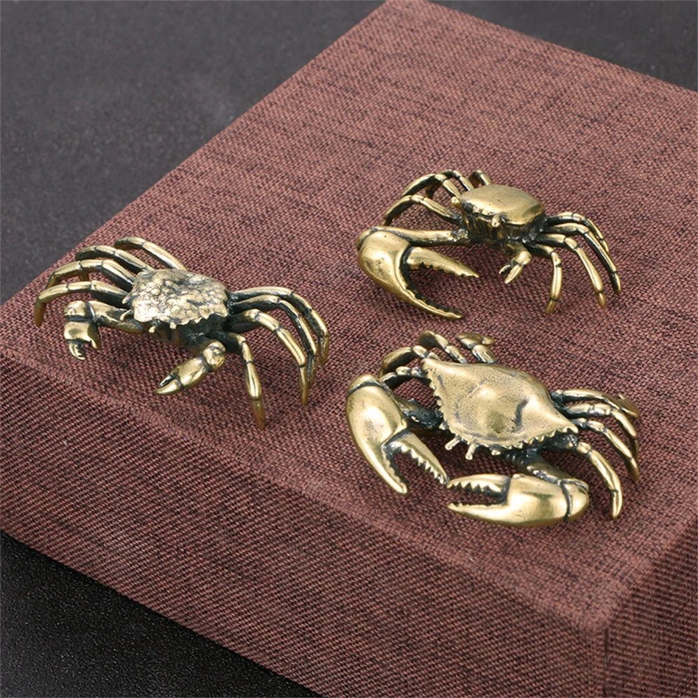 

Pure Brass Crab Figurines Animal Statue Miniatures Copper Ornaments Home Office Desk Decoration Crafts Home Decor