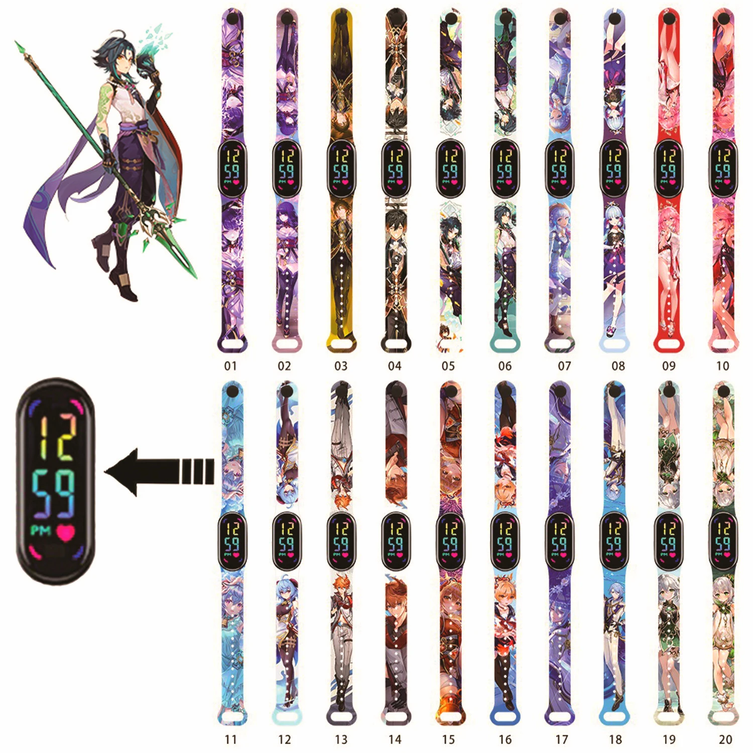 

Pokemon Anime Original God Rock Jonglei Ray Yaekko Childrens Bracelet Watch LED Touch Waterproof Clock Sports Christmas Gifts 4