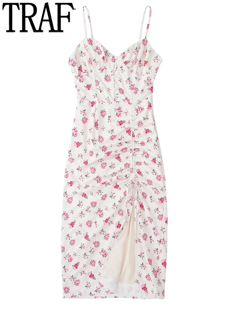 

Летнее Длинное платье с цветочным принтом, без рукавов