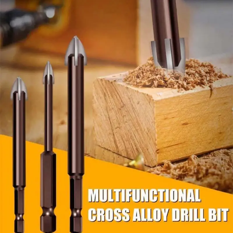 

/set Multifunctional Cross Alloy Drill Bits Tip High-Performance Utility Tools Efficient Universal Drilling Woodwork Tool