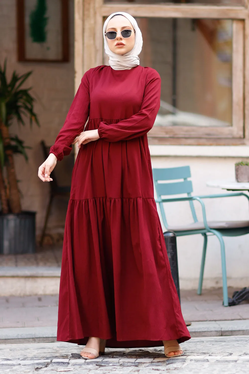 

Muslim Women 'S 7 Different Color Long Coat Coat Beli Shirred Hijab Dress Summery Temporary Shed Casual Stylish Islamic Fashion Tunic Abaya kaftan