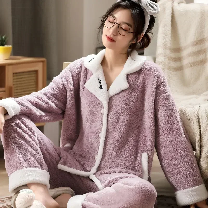 

Pyjamas Long-sleeved Night Suits Pijamas Pijama Sleepwear Autumn Loung Homewear Mujer Pajamas Girl Winter Sets Femme Women