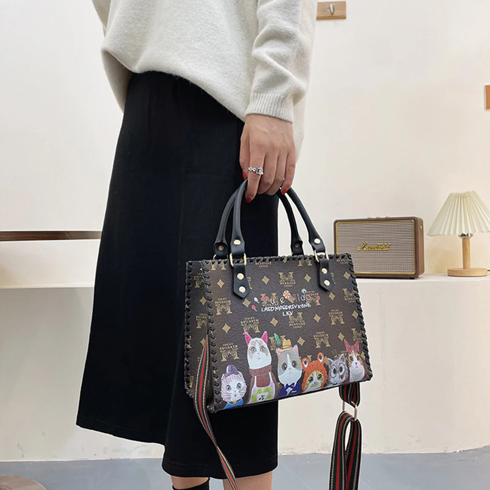 New Printing Tote Bag Handmade Woven Bag Set DIY Material Shoulder Homemade Bags Large Capacity Women Handbags Shoulder Bag